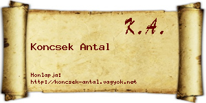 Koncsek Antal névjegykártya